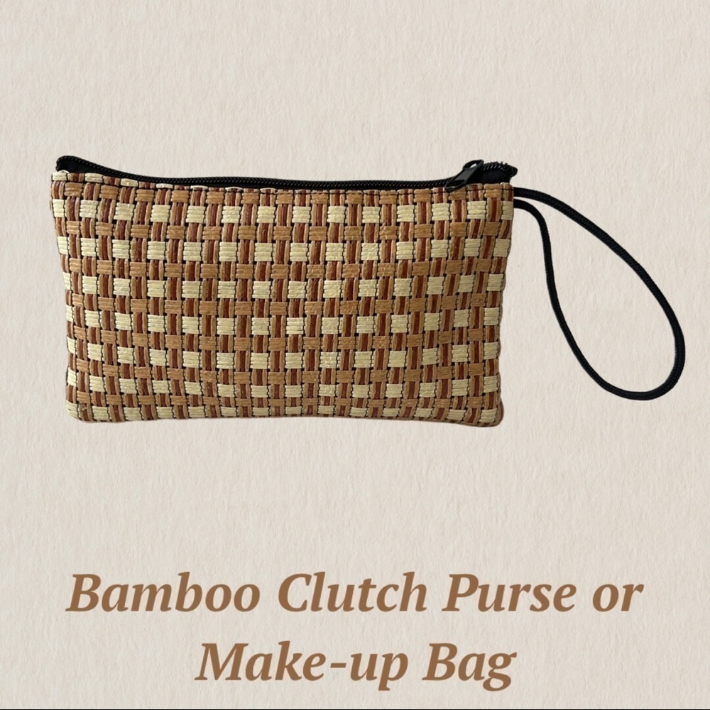 New With Tags - Natural Bamboo Fibre Clutch Purse or Make Up Bag.